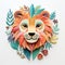 Nature-inspired 3d Cut Art Lion: Paper Craft And Watercolour