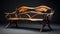 Nature-inspired Art Nouveau Wooden Bench Chair
