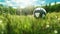 Nature-inspired Athletic Soccer Ball In Green Grass