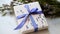 Nature-inspired Blue Ribbon Gift Box With Lavender