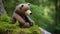 Nature-inspired Knitted Teddy Bear Wallpaper