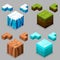 Nature isometric. Ice, desert , land and water