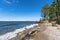 Nature landmark Crag Stone Turtle on lake Baikal in summer time. Eastern Siberia, republic Buryatia, Russia