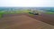 Nature and landscape: aerial view of a field, cultivation, countryside, farming, green grass,