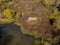 Nature and landscape: aerial view of a forest and lakes, autumn leaves, foliage, greenery and trees in a wilderness landscape