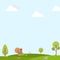 Nature landscape background, cuted flat design illustration