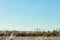 Nature landscape countryside, blue sky without clouds and road