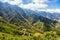 Nature landscape with green mountains valley