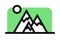Nature Landscape Icons. Mountain icon line symbol with moon on green square and white background. Flat design style for web or mob