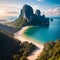 nature landscape limestone and mist at viewpoint samed nangchee province phang nga Thailand cinematic picture style