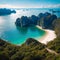 nature landscape limestone and mist at viewpoint samed nangchee province phang nga Thailand cinematic picture style