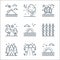 nature and landscape line icons. linear set. quality vector line set such as sunrise, road, camping, bamboo, sunrise, tree, forest