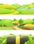 Nature landscape. Park and outdoor. Vector set