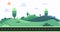 Nature landscape with sky background vector illustration.Cartoon nature scene with street.Meadown with hills in summer