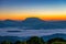 Nature landscape view with mountain range sunrise with moving cloud mist at Huai Nam Dang, Chiang