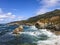 Nature landscape view, the waves beat the rocks