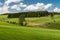 Nature landscapes with green hills at woods during summer at the Belgian Countryside around Bullingen, Belgium