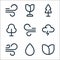 Nature line icons. linear set. quality vector line set such as flower, water, wind, storm, wind, tree, tree, flower