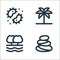 Nature line icons. linear set. quality vector line set such as stones, river, palm