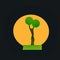 Nature logo. silhouettes man with hands up with 2 green balls at the end. all to depict a tree..