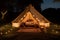 nature luxury forest travel canvas vacation glamping tent camping light. Generative AI.