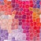 Nature marble plastic stony mosaic tiles texture background with gray grout - hot chili red, pink, magenta, orange,