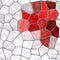 Nature marble plastic stony mosaic tiles texture background with gray grout - white and red colors