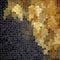 Nature marble plastic stony mosaic tiles texture background wit gray grout - black and gold color gradient