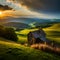 nature morning sky cloud sunlight hill landscape sunset evening mountain reflection dawn yellow horizon sunrise dusk grass field