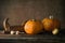 Nature morte with pumpkin, onion and plane