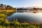 Nature mountain scene with beautiful lake in Slovakia Tatra