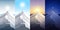 Nature mountain set. A midday sun, dawn, sunset, night in the mountains. Landscapes with peak. Mountaineering, traveling