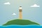 Nature at noon. Outdoor vector illustration design. Beautiful landscape with lighthouse