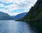 Nature Norway summer. Water, forest fjord on a Sunny day