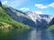 Nature Norway summer. Water, forest fjord on a Sunny day