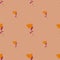 Nature pale tones seamless pattern with orange simple flowers ornament. Beige background