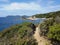 Nature path along mediterranean coast in french riviera