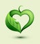 Nature protection concept. Leaf in a heart shape.