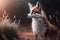 Nature red fox mammal animal fur orange portrait wildlife forest background Generative AI Generative AI