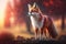 Nature red fox mammal animal fur orange portrait wildlife forest background Generative AI Generative AI