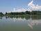 Nature reflected in waters of lake in Goczalkowice, Poland