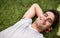 Nature is so relaxing. High angle portrait of a young man relaxing outdoors.