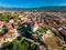 Nature, rocks and the town of Arzachena, Sardinia, drone views