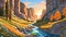 Nature rugged canyon cliff landscape scenic evening color rocky river