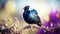 Nature\\\'s Art: Vibrant Small Starling Resting on a Tree in the Forest. Generative AI