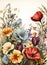 Nature\\\'s Beauty: A Vibrant Bouquet of Flowers and Animals on a M