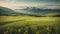 Nature\\\'s Canvas: A Panoramic Journey through Fields and Peaks