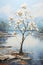 Nature\\\'s Canvas: A Serene Scene of White Blooms and Fading Folia