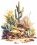 Nature\\\'s Cartoon Extravaganza: Colorful Cactus and Succulent Plants Flourish Amidst Wasteland Vistas