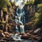 Nature\\\'s Cascade - Majestic Waterfall in the Wilderness